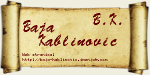 Baja Kablinović vizit kartica